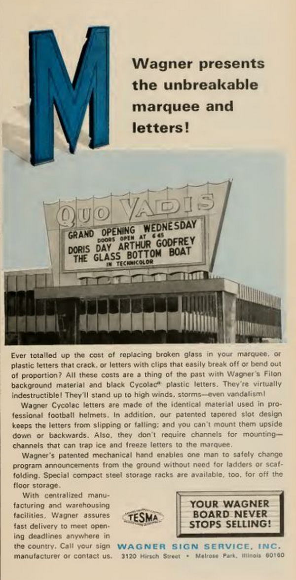 Quo Vadis Theatre - JUNE 7 1971 BOX OFFICE MAGAZINE AD (newer photo)